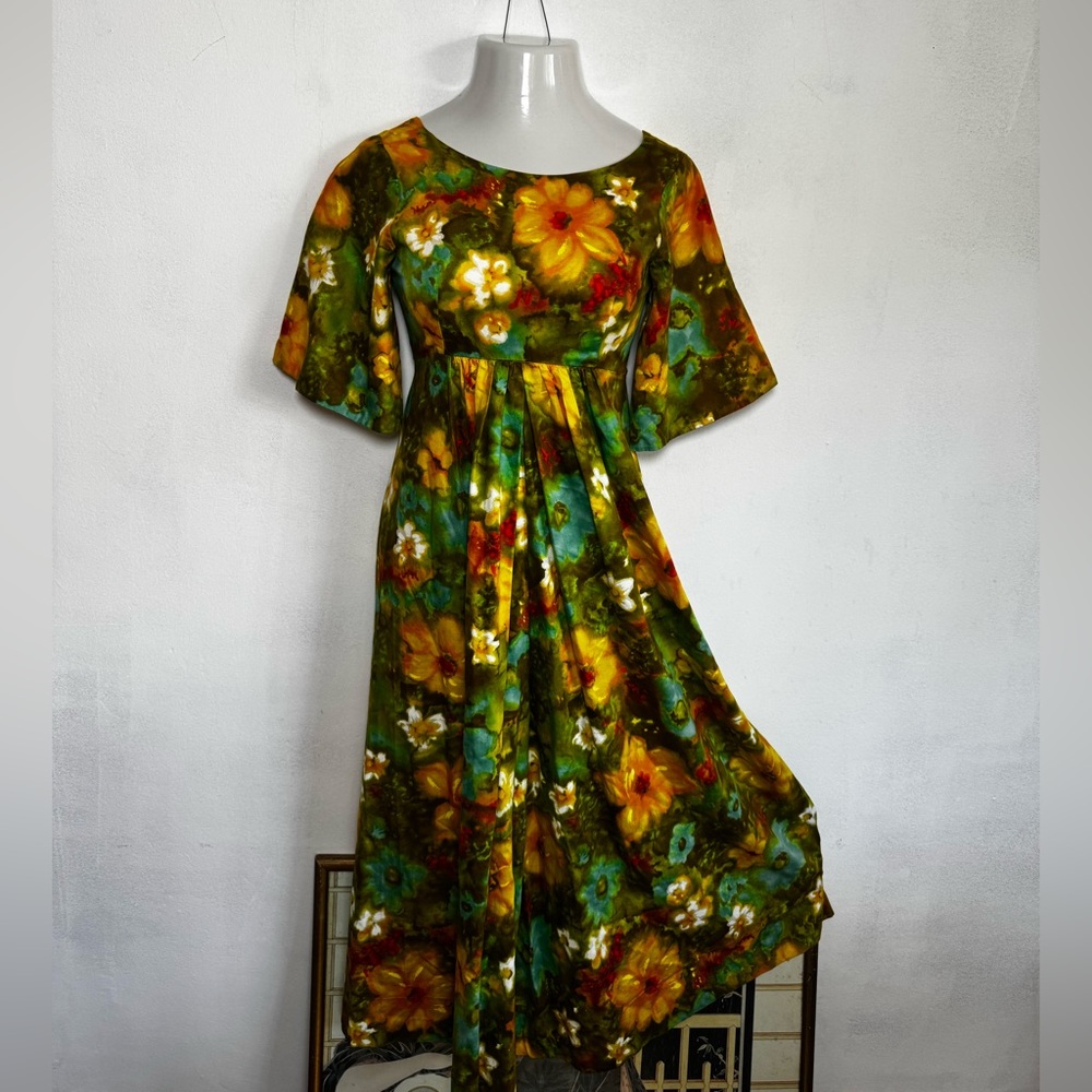 Leland of California Orange and Yellow Flutter Sleeve Pallazo Jumpsuit